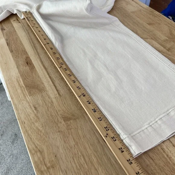 OAT New York High Rise Wide Leg Crop Pant Size 30 Stretch Cotton Natural Beige - Picture 11 of 12